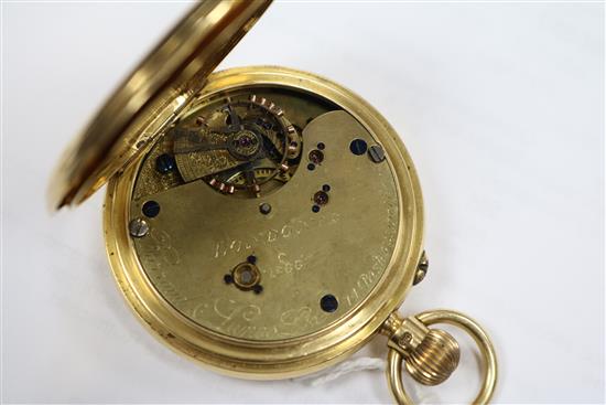 A George V Barraud and Lunds 18ct gold half hunter pocket watch with inscription relating to Leopold & Marie Rothschild.